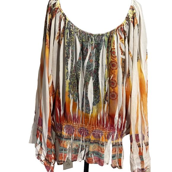 Venezia Womens Plus Sz 18/20 Top Artsy chic Y2k flowy travel  boho watercolor - Picture 1 of 9